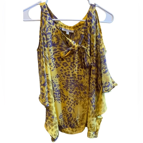 Jennifer Lopez JLO Animal Print Shear Blouse Sz L - Picture 1 of 9